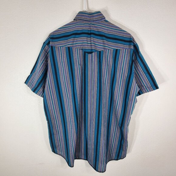 VTG American Hero Mens Medium Western Striped Short Sleeve Snap Button Shirt - Picture 8 of 12